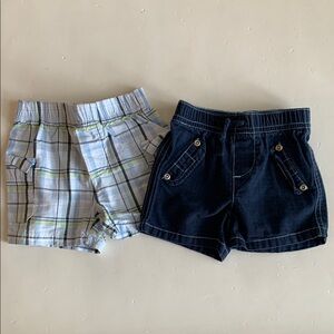 First Moments Plaid and Denim Shorts Set 0-3 Months